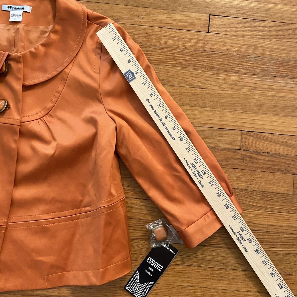 Nygard Collection Jacket Womens 10 Cropped Stretch Orange‎ Retro Texas Game day - Picture 10 of 12